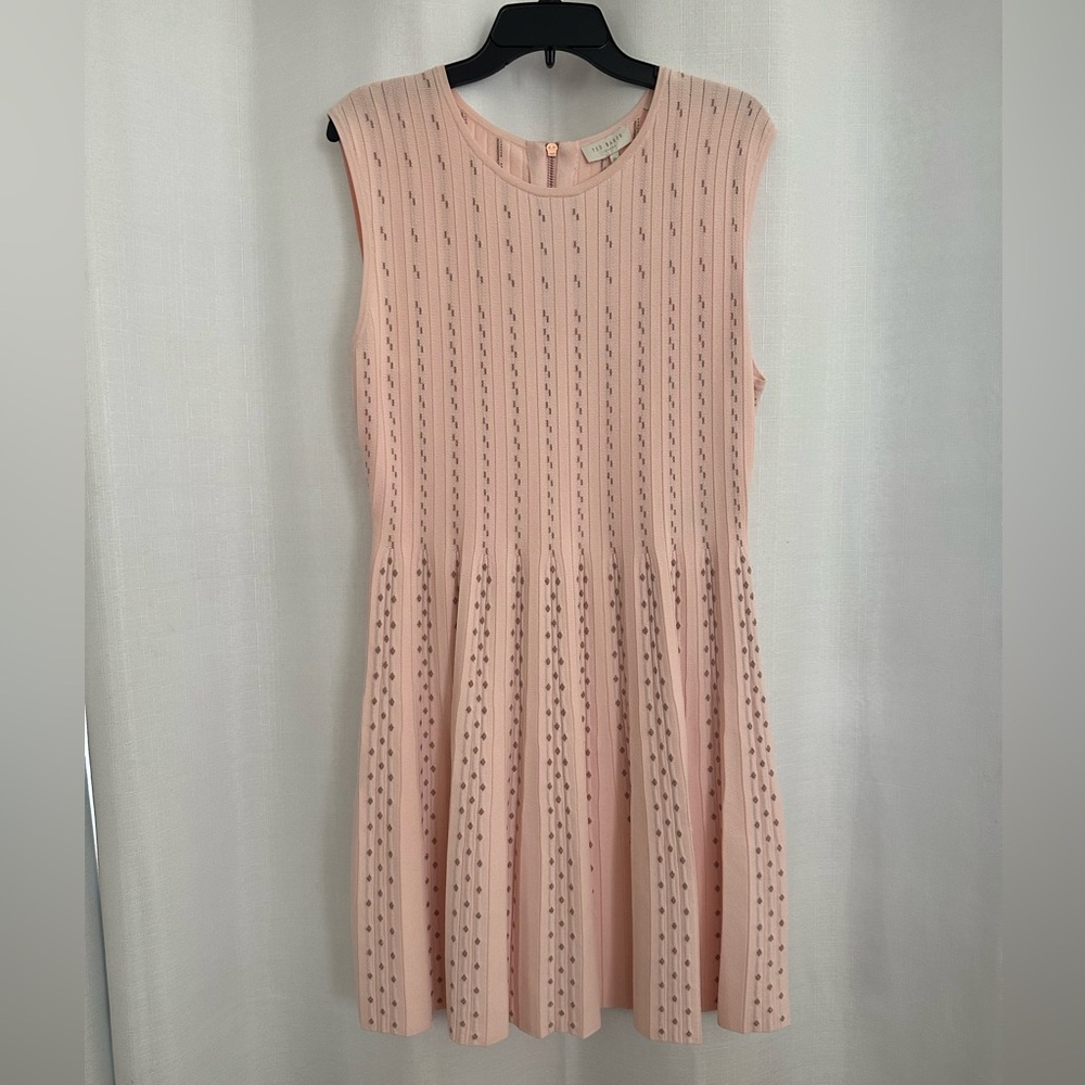 NWT Ted Baker Flippy Knit Skater Dress Pink, Size Ted 5/US 12
